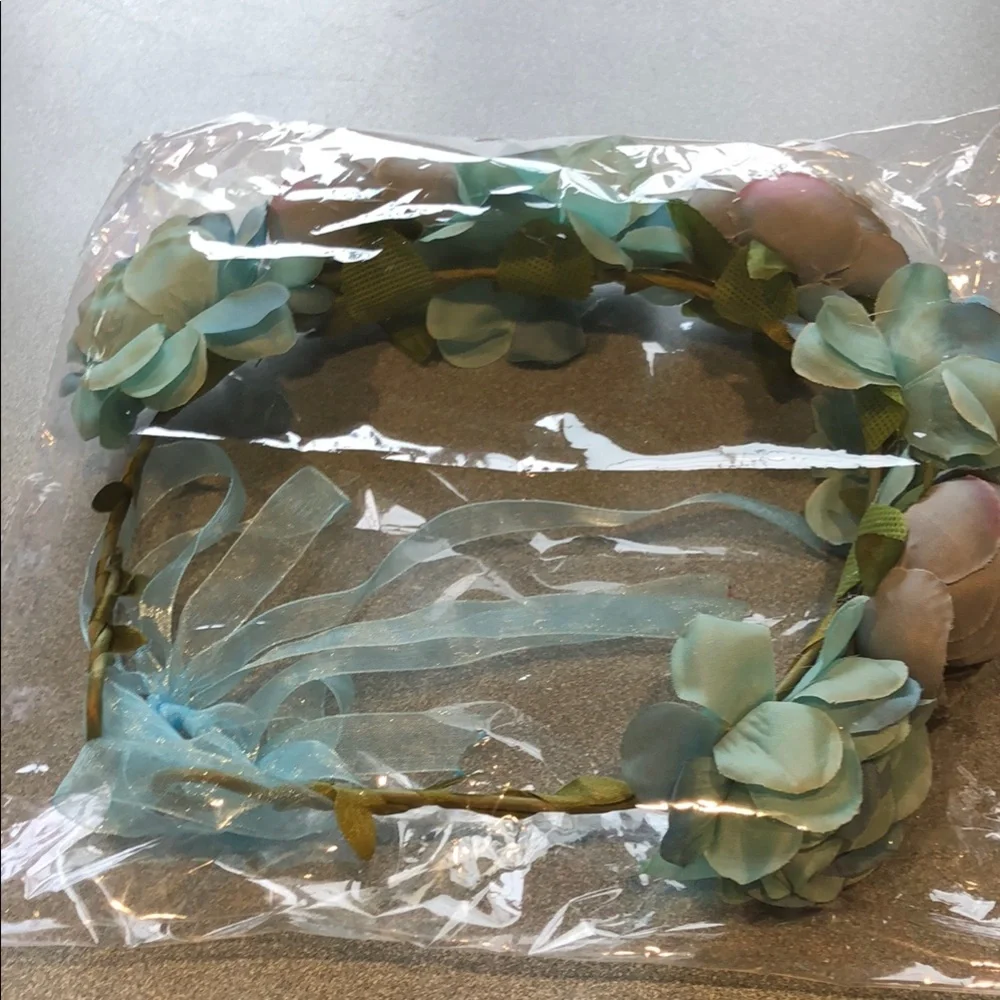 Floral Head Crown with Blue and Purple Accents